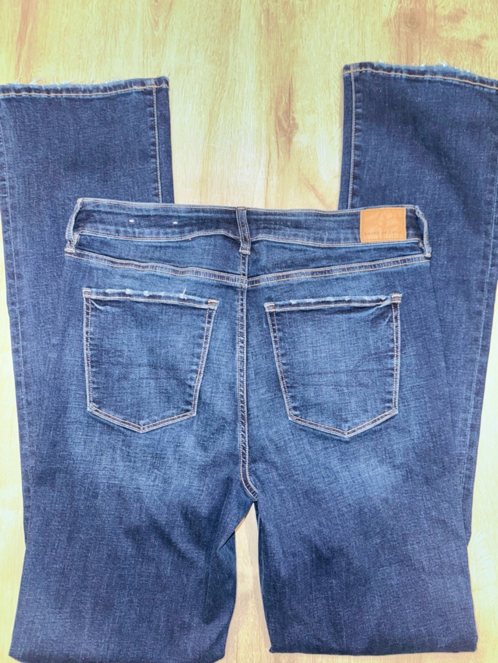 American Eagle High Rise Skinny Kick Jeans Size 10 XLong Dark Shadow Stretch - Picture 11 of 14